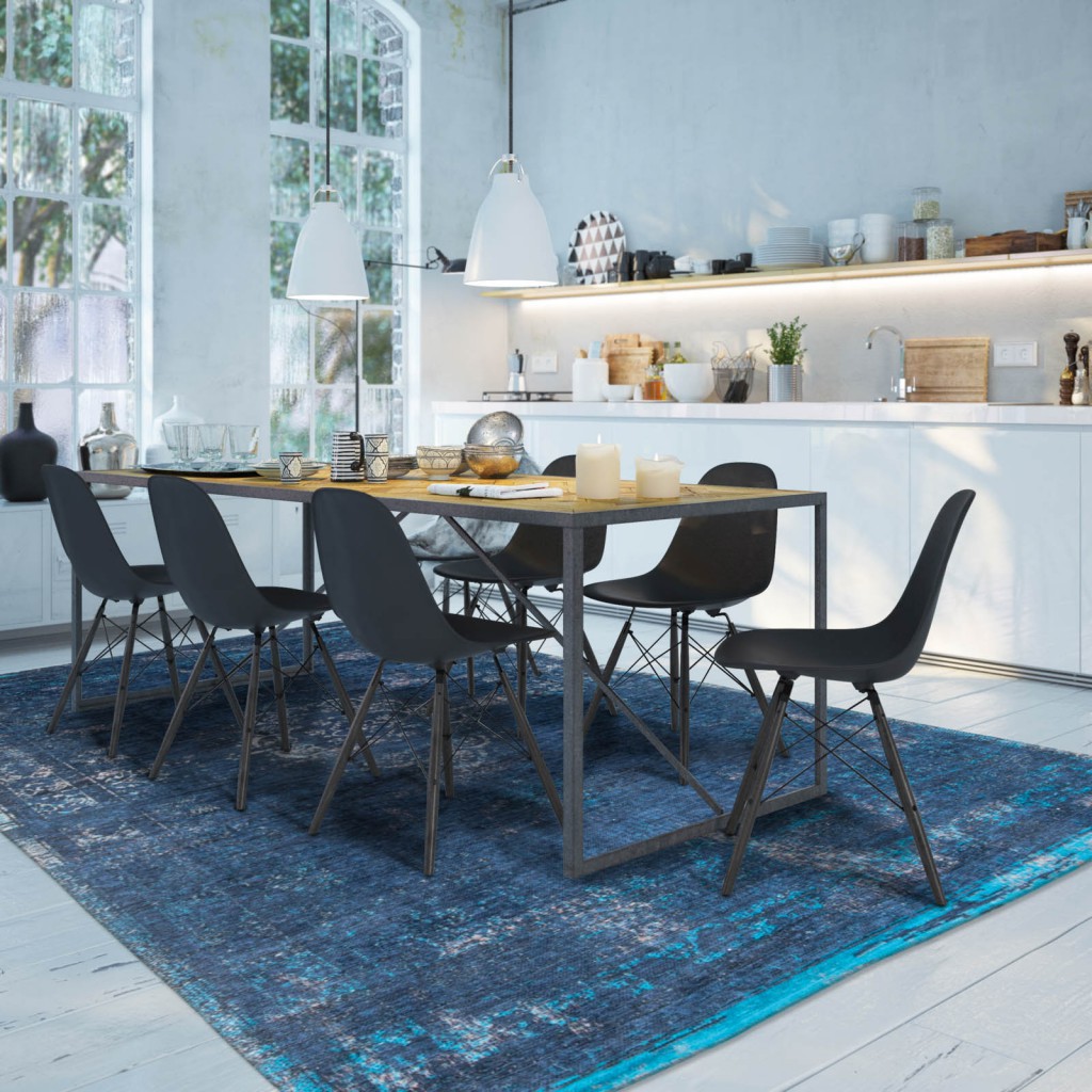 Interior Design Ideas 2016 a blue rug sits under dining room furniture