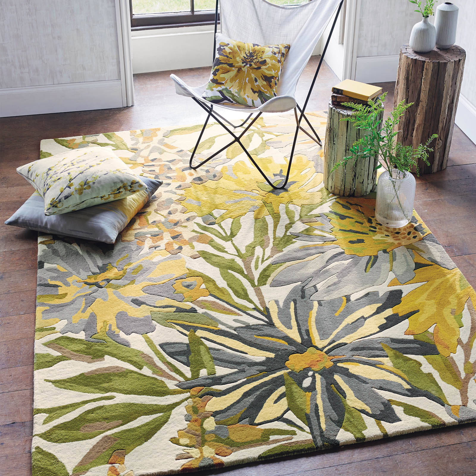 Mother's day gift, Floreale Rugs 44906 in Maize by Harlequin