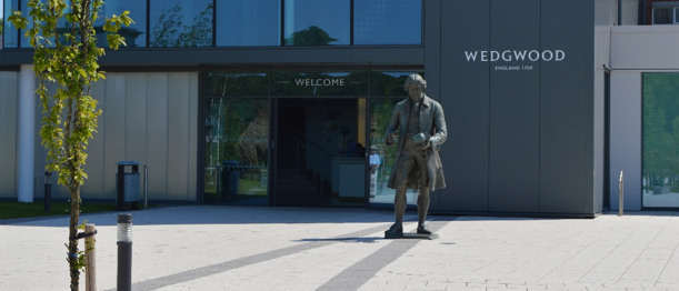 Josiah Wedgwood statue outside the world of wedgwood museum