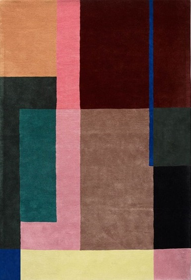 A cut out of the Massimo Selma rug with an art deco design in various colours