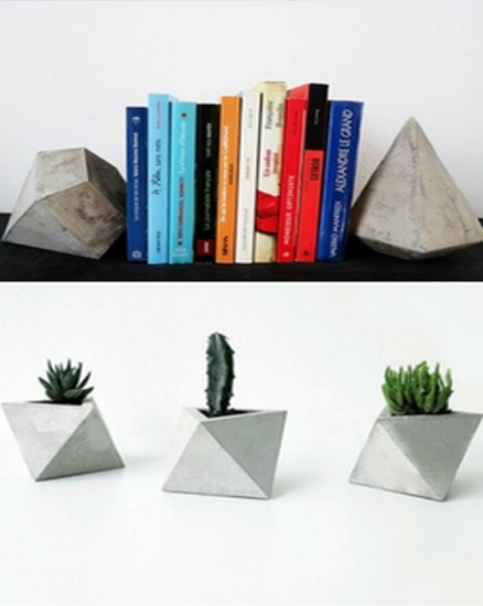 multifunctional concrete planters and book shelve holders