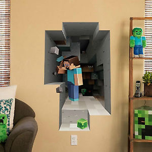 the ultimate 3D effect wall decal for a minecraft themed kids room