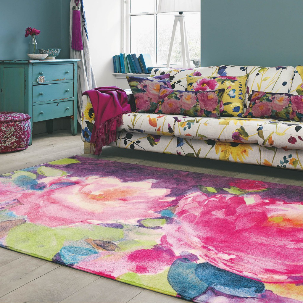 floral rug from bluebellgray in a vintage living room