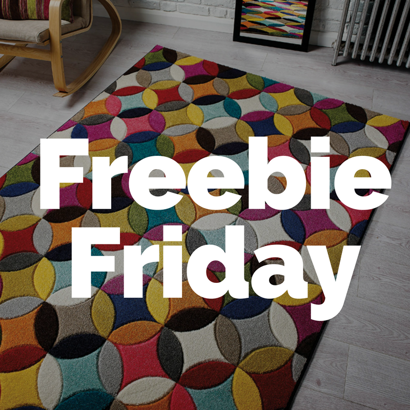 A multicoloured circular design floor covering for freebie friday on light grey flooring