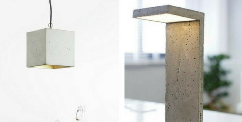 concrete furniture a concrete ceiling lamp and a concrete table lamp