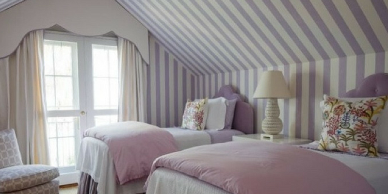 stripes trend a purple coloured striped bedroom