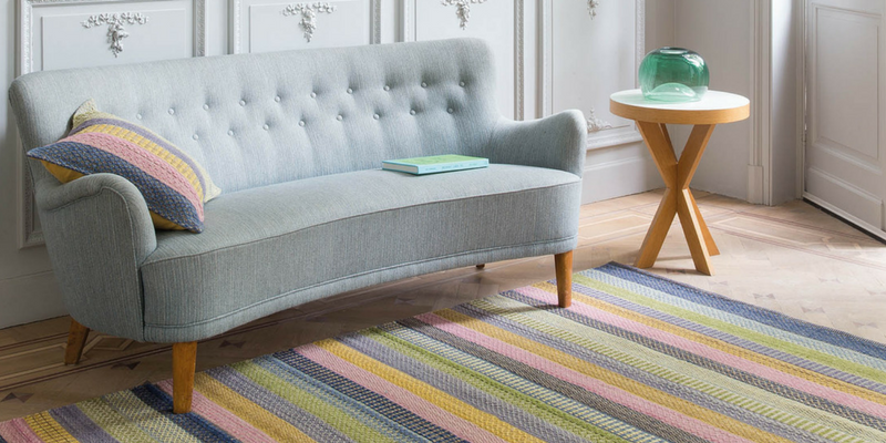 stripes trend multicoloured rug in a large spacious room