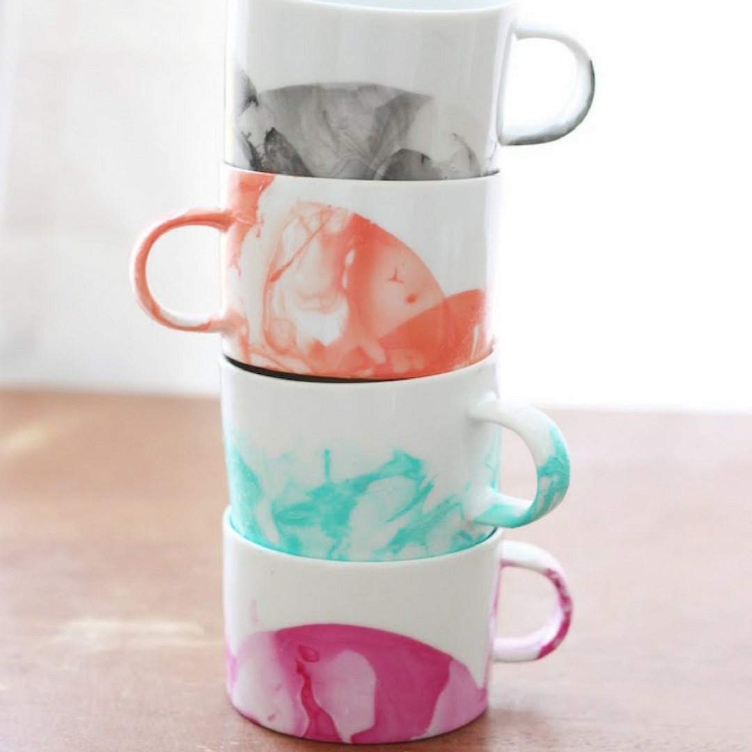 Mother’s Day DIY Marbled Mugs with Nail Polish