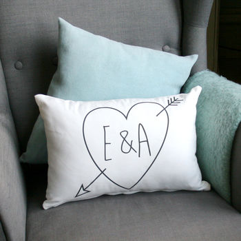 Valentine’s day home decor Not on the high street personalized initial cushions