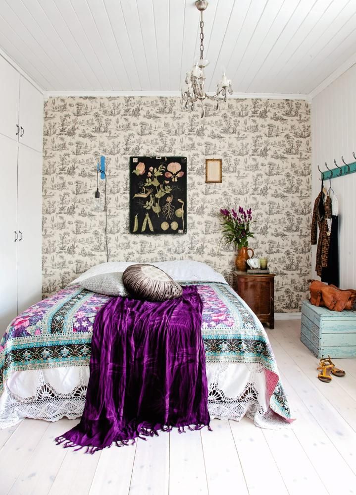 bohemian styled bedroom decor