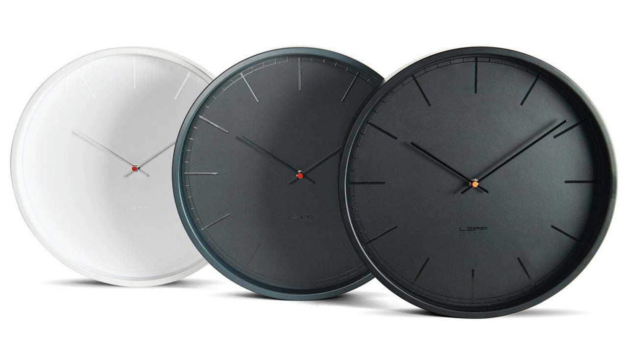 Modern industrial style clock in 3 colours grey black and white