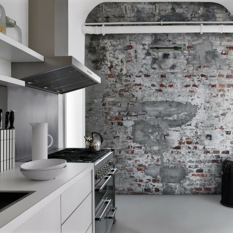 exposed brick in a game of thrones style kitchen