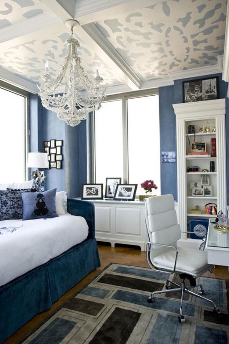 inspirational ceiling design in a blue bedroom