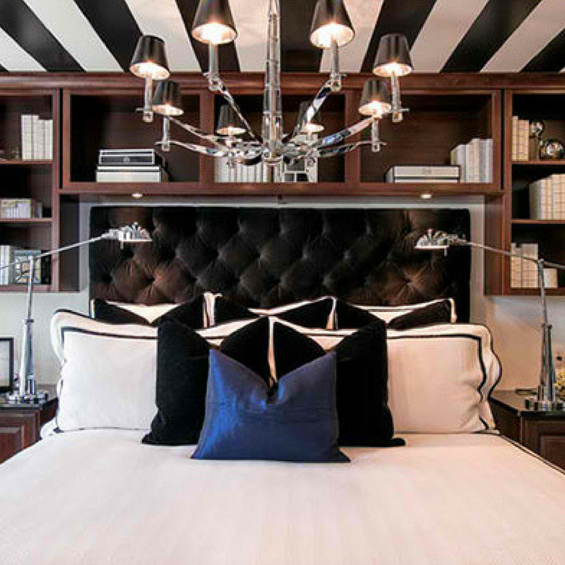 striped ceiling in a bedroom