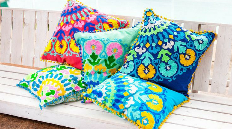 brightly coloured summer cushions