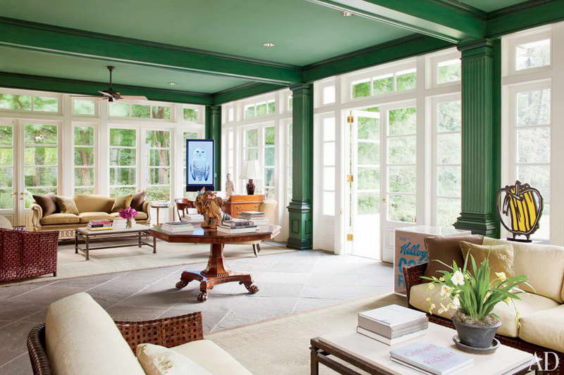 modern traditional emerald green ceiling