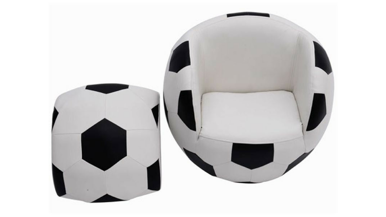 armchair and footstool for a football themed bedroom