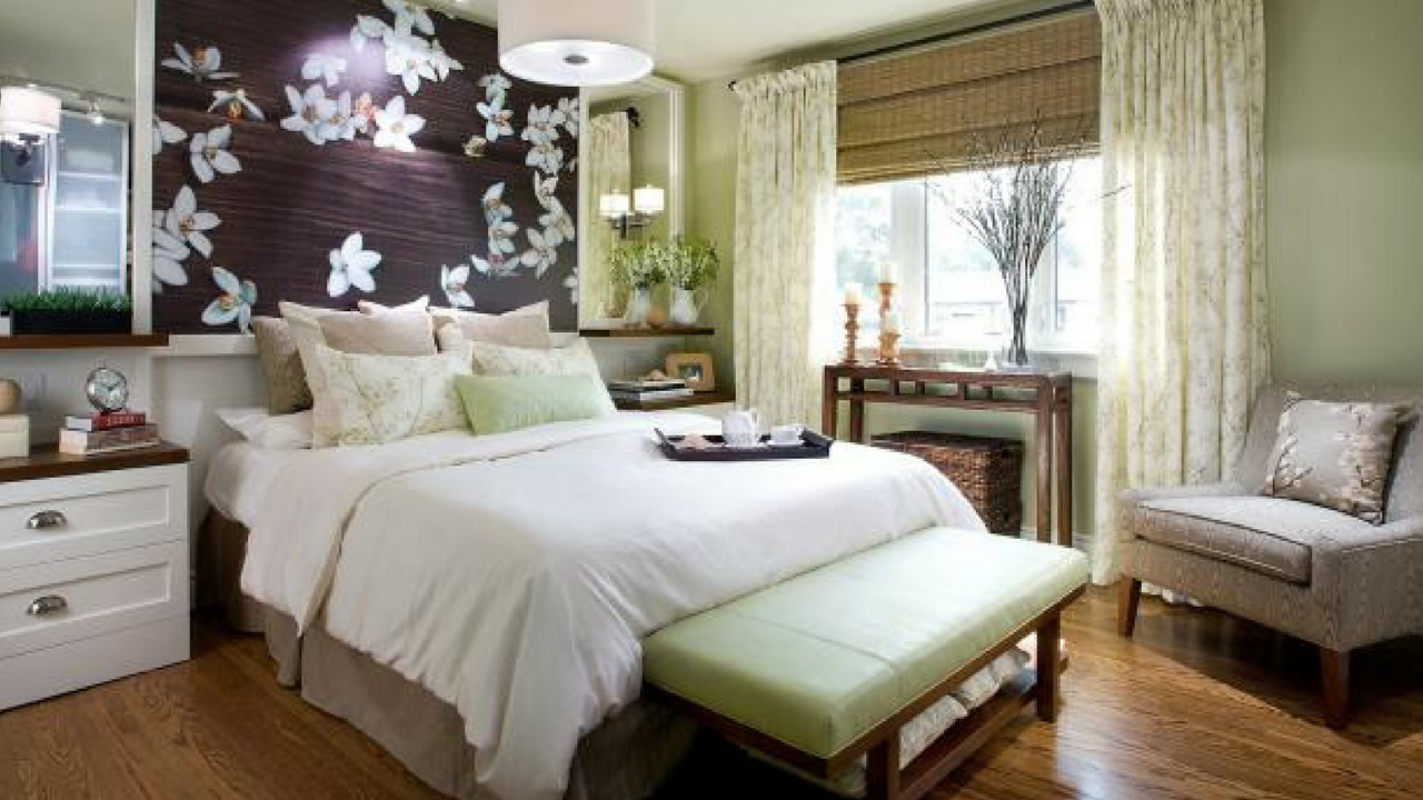 woodland theme decor in a master bedroom