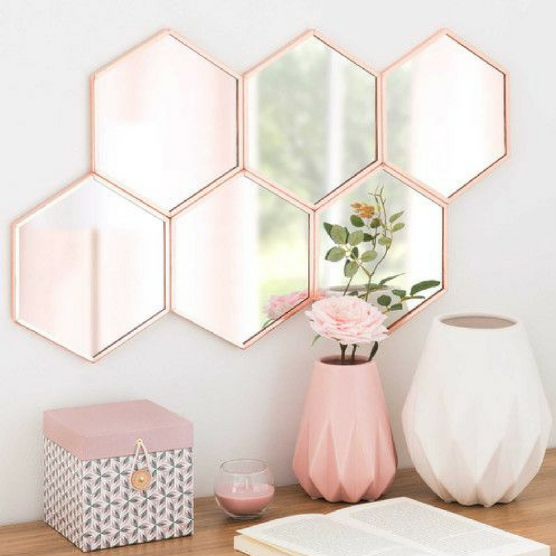 Colourful Decor Hexagon Mirrors Reflecting Colourful Light