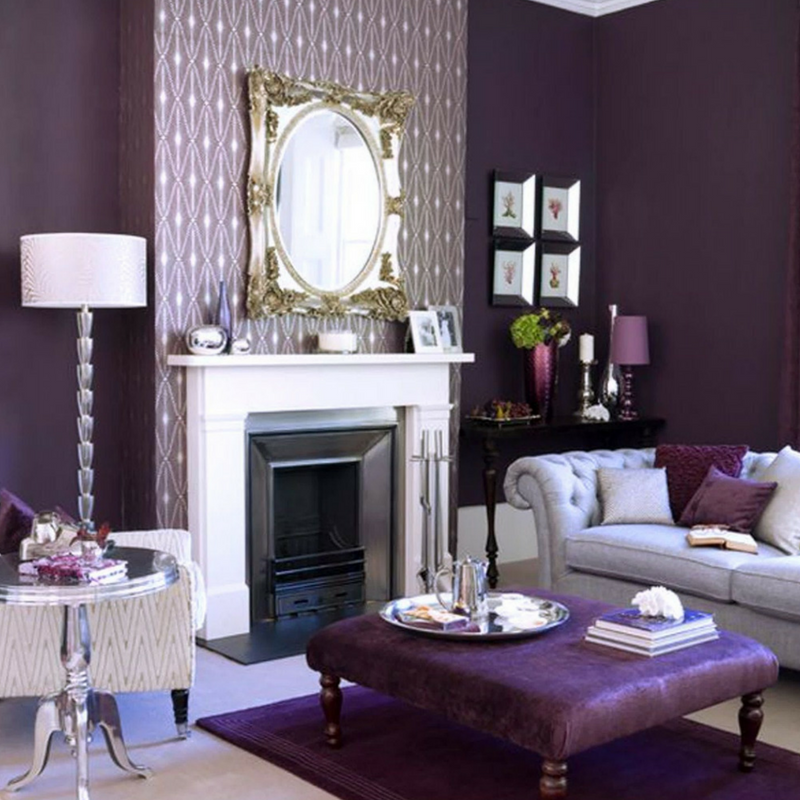 Ultra Violet Purple Living Room Filled With Accessories
