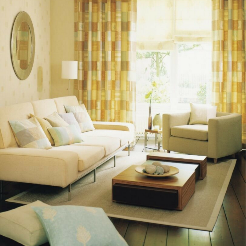 Pale yellow living room