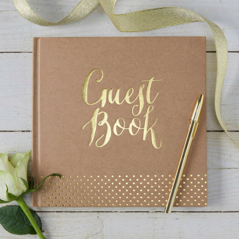 Graduation Beige and Gold Guest Book