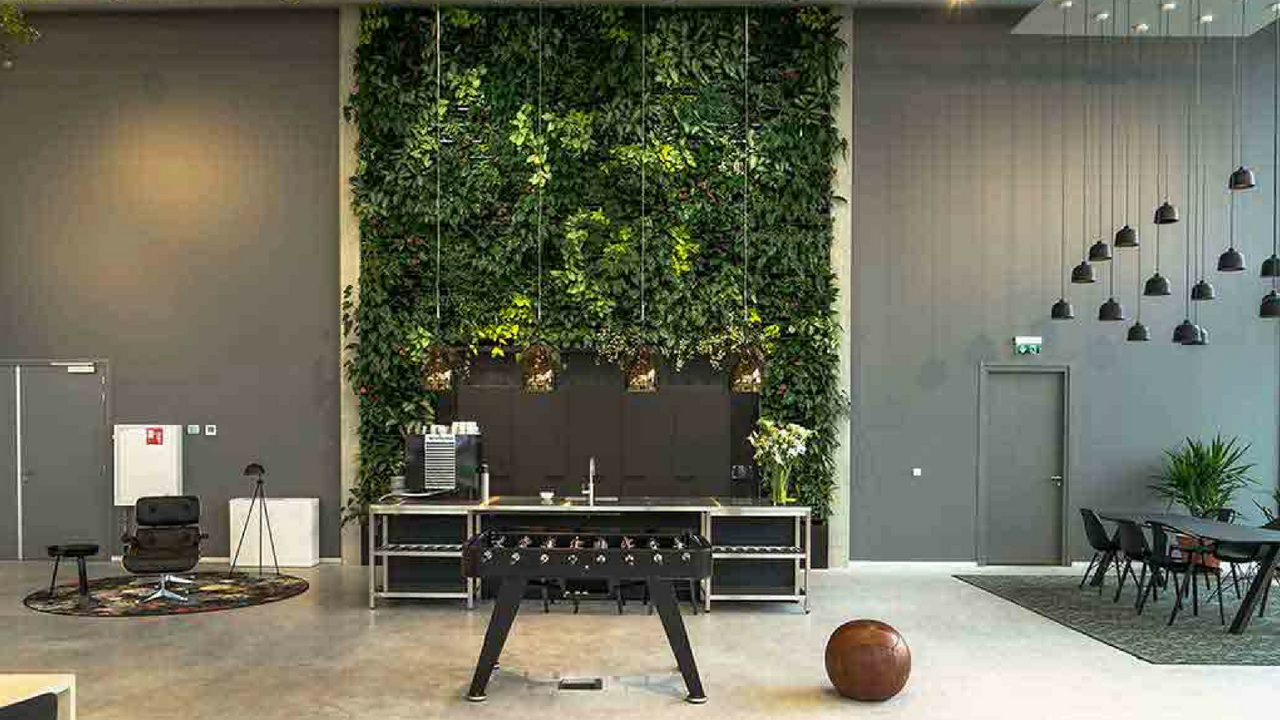 Interior Design Trends modern botanical wall in a large room