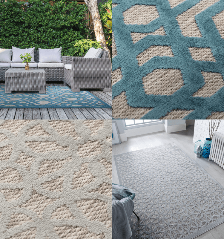 Piatto indoor outdoor rugs in Oro and Argento