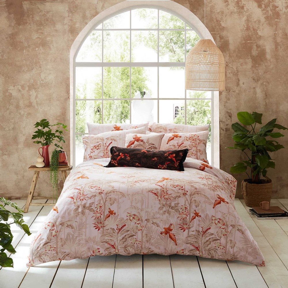 ted baker phapsody pink bedding in a light pink Mediterranean bedroom