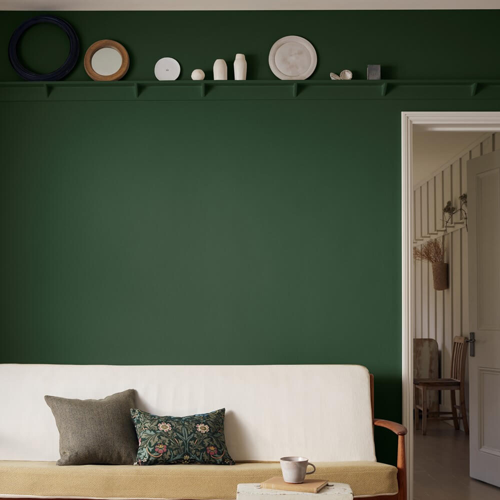 Moss green paint in a living room for the best colour to paint your bedroom