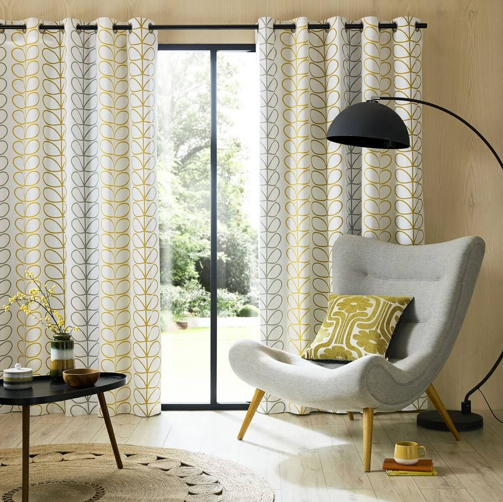keep a bedroom cool with these curtains in a stem design