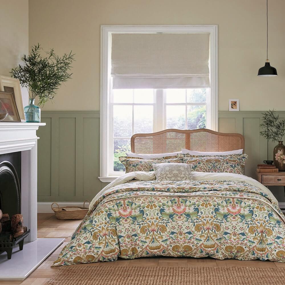 William Morris bedding in a modern and bright bedroom