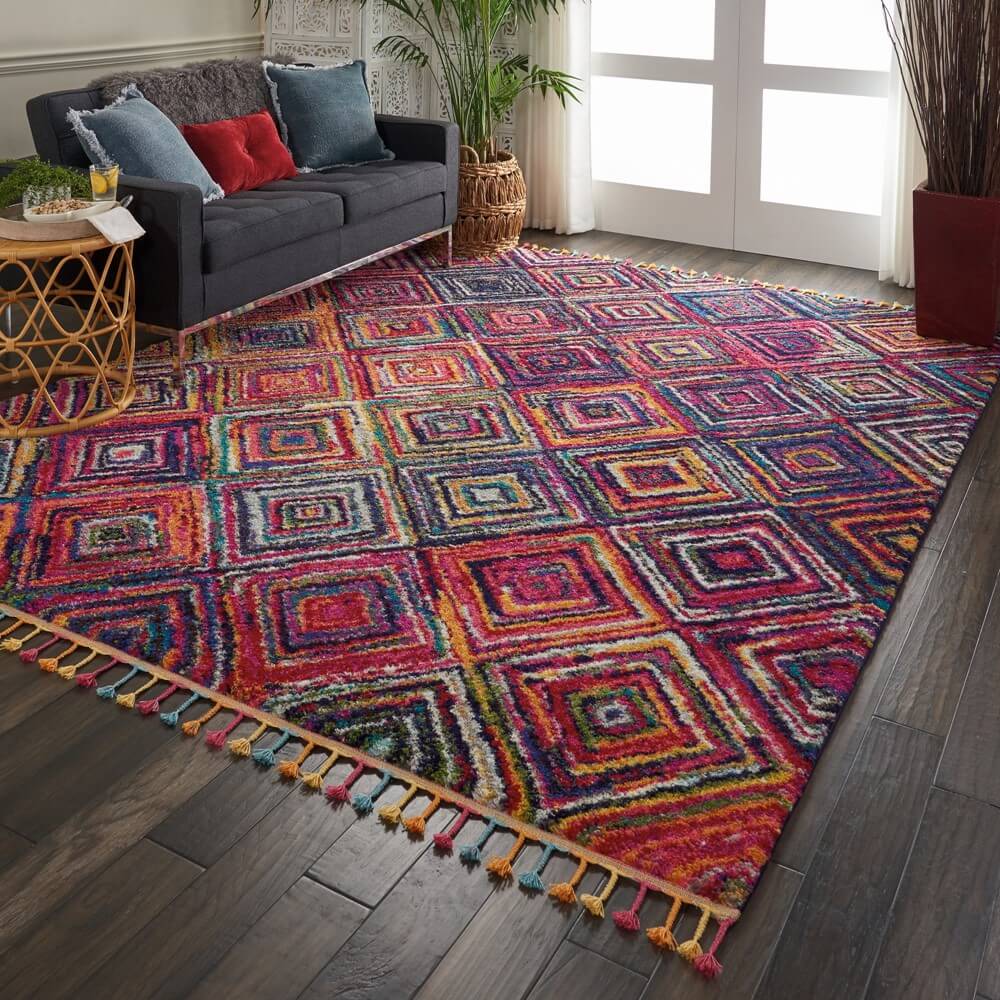 brightly coloured nomad chevron rug