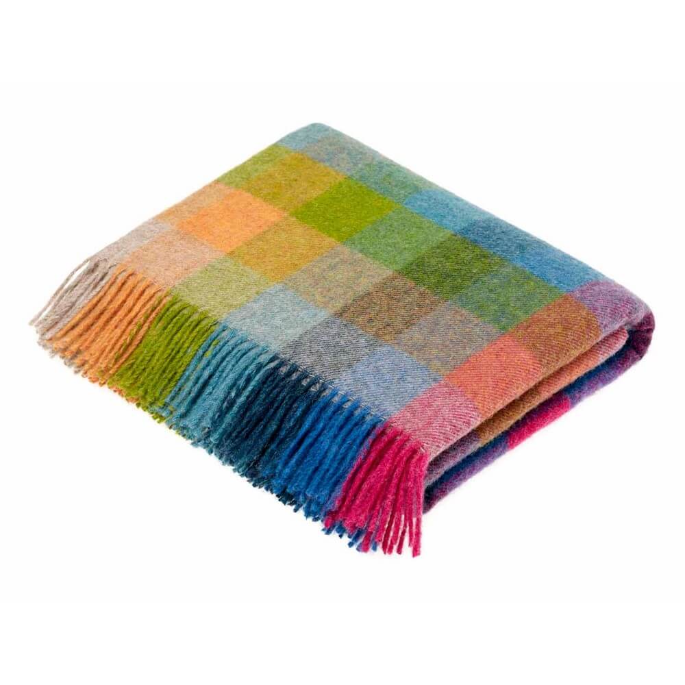 luxury wool throw in multi check